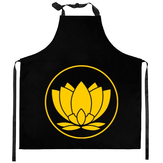 Minimalist Lotus Emblem Design Yellow Kitchen Aprons