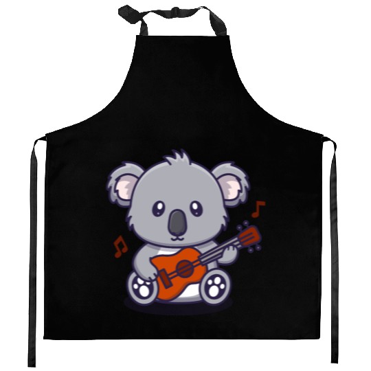 Cute Koala Playing Guitar Illustration Kitchen Aprons