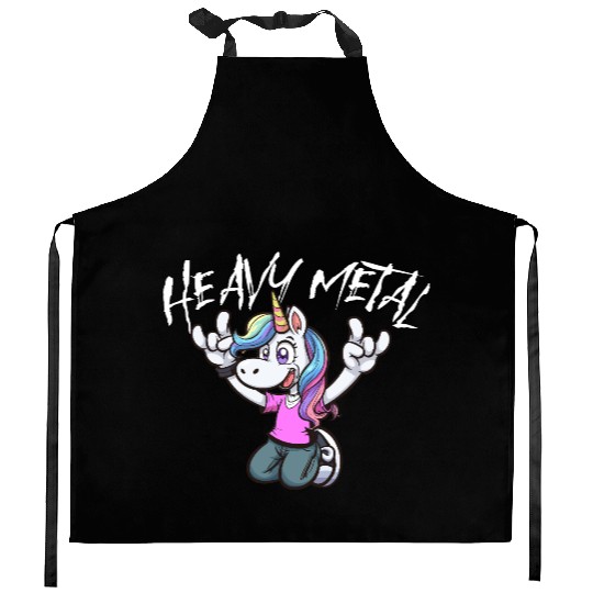 Vibrant Unicorn Rock Hand Design heavy Metal Kitchen Aprons