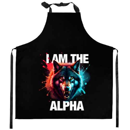 I Am The Alpha Wolf Kitchen Aprons