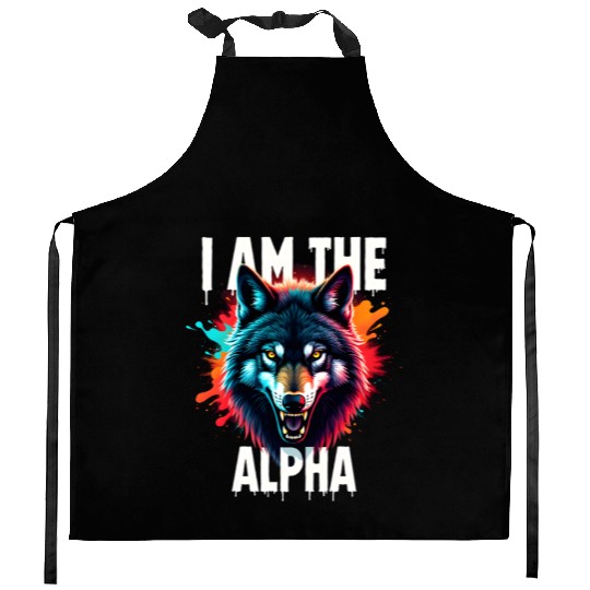 I Am The Alpha Wolf Kitchen Aprons