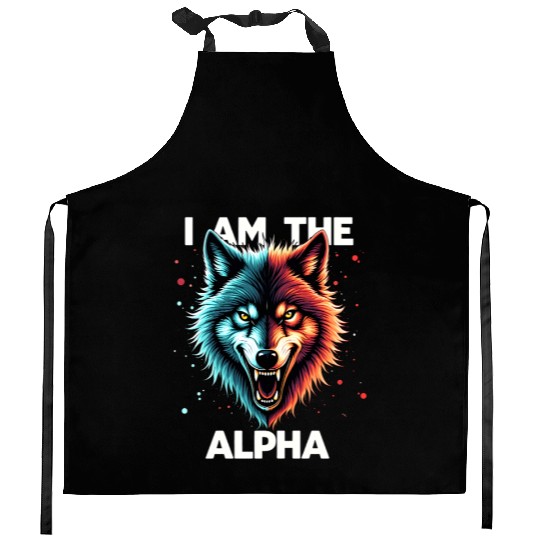 I Am The Alpha Wolf Kitchen Aprons