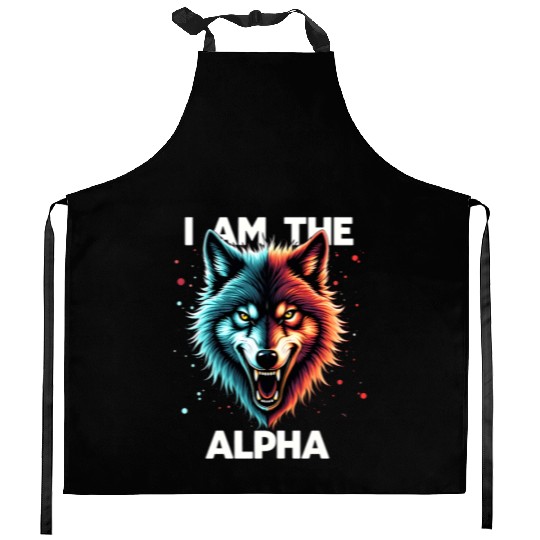 I Am The Alpha Wolf Kitchen Aprons