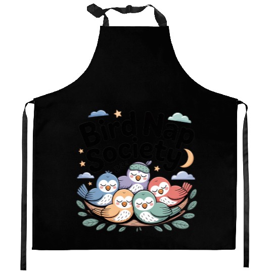 Bird Nap Society | Cute Lazy Sleeping Birds Kitchen Aprons