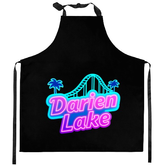 Neon Daren Lake Sign with Roller Coaster and Palms Kitchen Aprons