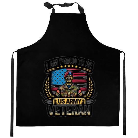 Proud US Army Vet Emblem Kitchen Aprons