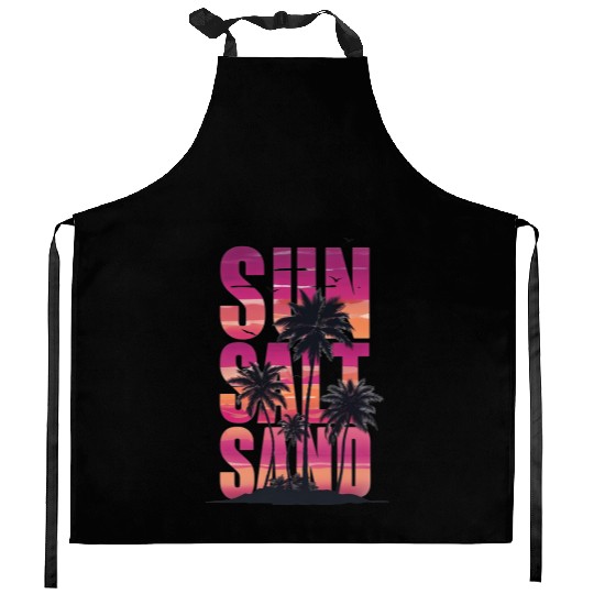 Sunset Palm Tree Silhouette Design Kitchen Aprons