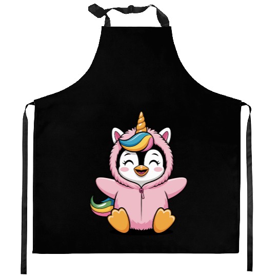Colorful Unicorn Penguin Costume Kitchen Aprons