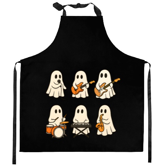 Ghost Band Musical Ensemble Kitchen Aprons