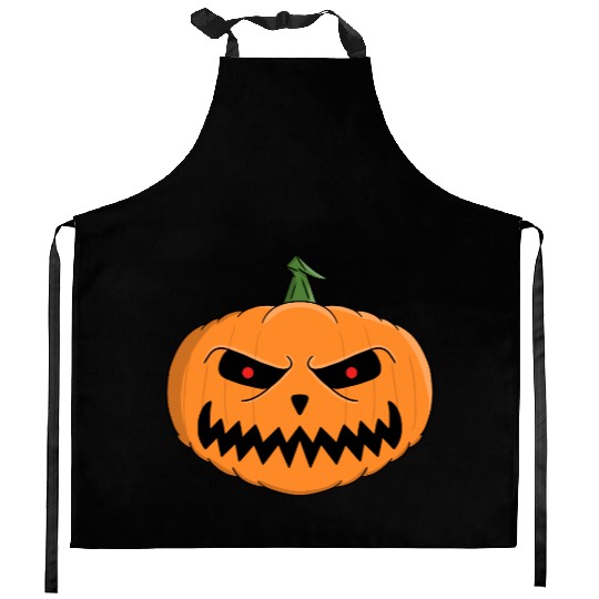 Menacing Jack-O'-Lantern Halloween Design Kitchen Aprons