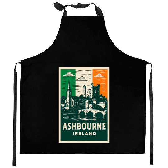 Irish Villagescape with Castle and Church Kitchen Aprons