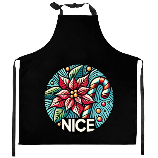 Festive Poinsettia Holiday Patch Kitchen Aprons