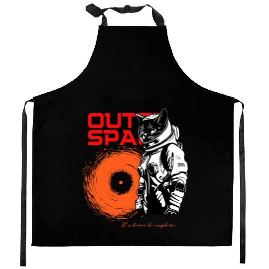 Space Cat Astronaut Adventure Kitchen Aprons