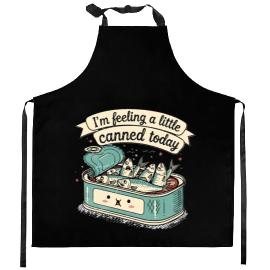 Whimsical Canned Fish Humor Design Kitchen Aprons