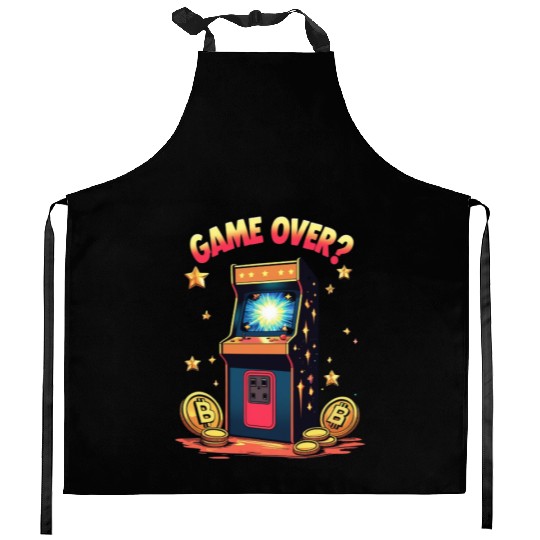 Retro Arcade Game Over Illustration Kitchen Aprons