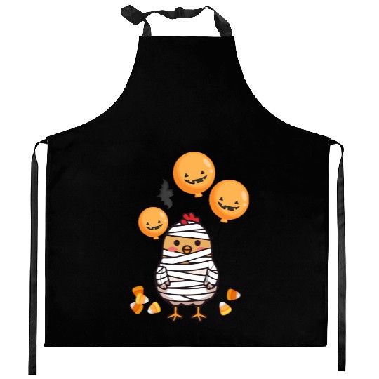 Festive Chick in Mummy Costume Kitchen Aprons