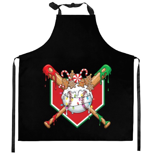 Basebal Christmas Drip For Boys Melting Ice Cream Kitchen Aprons