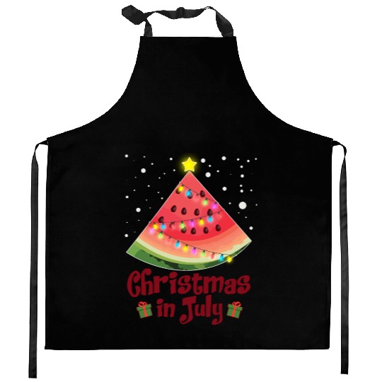 Christmas in July Watermelon Tree Funny Kitchen Aprons