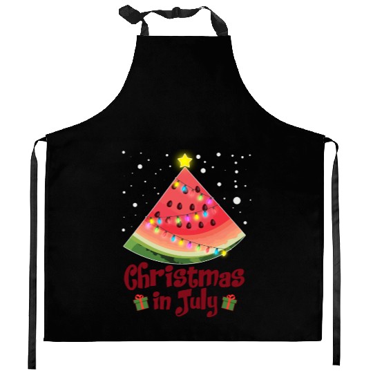 Christmas in July Watermelon Tree Funny Kitchen Aprons