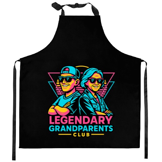 Legendary Grandparents Retro Neon Kitchen Aprons