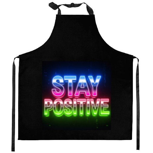 Neon Stay Positive Motivational Design Kitchen Aprons