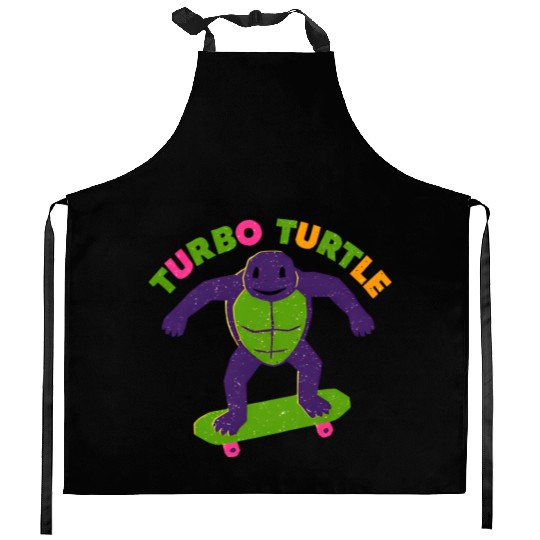 Galactic Turtle Skateboard Design Kitchen Aprons