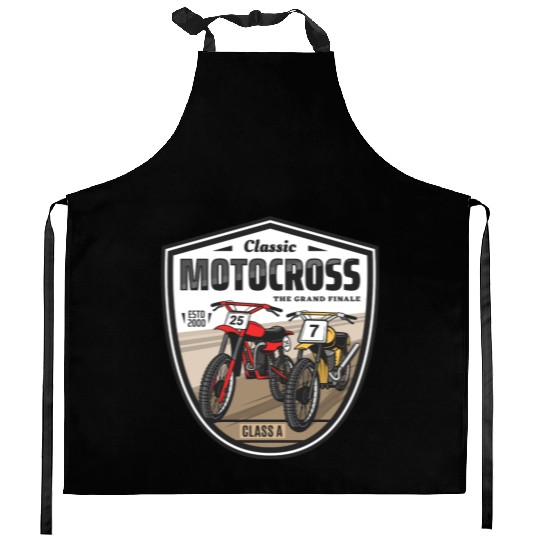 Classic Motocross Grand Finale Badge Kitchen Aprons