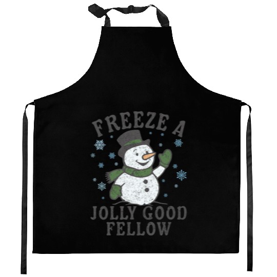 Frosty Snowman Jolly Greeting Design Kitchen Aprons