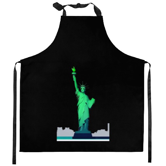 Modern Minimal Statue of Liberty – New York Icon Kitchen Aprons