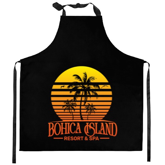 Funny retro Bohica island resort and spa military  Kitchen Aprons