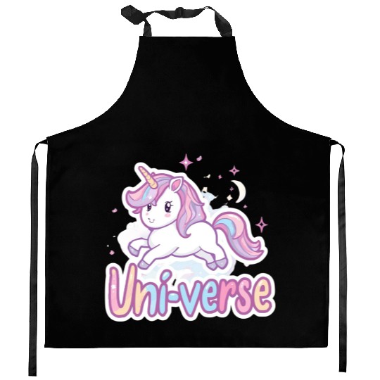 Magical Unicorn in Pastel Universe Kitchen Aprons