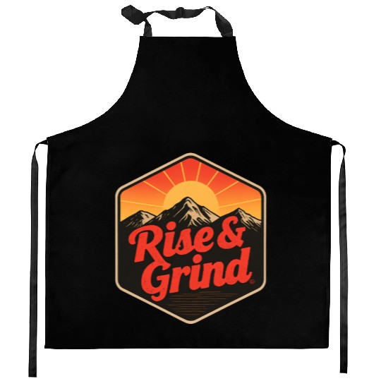Rise & Grind – Motivational Design Kitchen Aprons