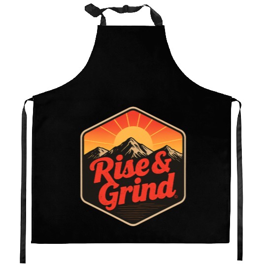 Rise & Grind – Motivational Design Kitchen Aprons