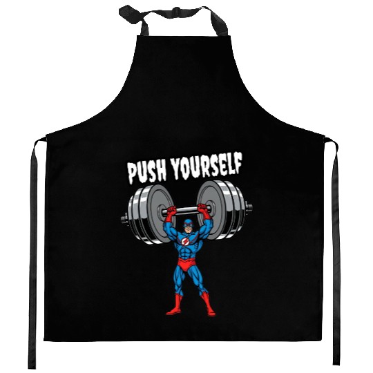 Superhero Push Yourself Gym Kitchen Aprons Kitchen Aprons