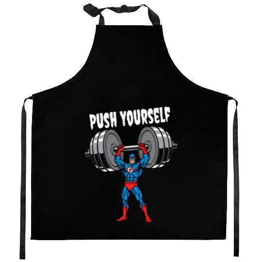 Superhero Push Yourself Gym Kitchen Aprons Kitchen Aprons