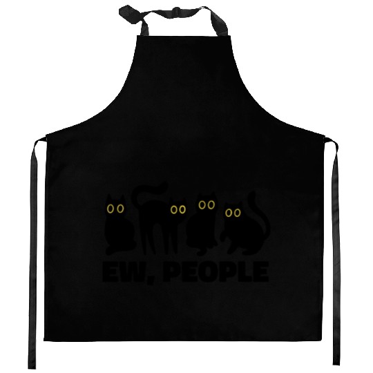 Ew People Funny Black Cats  Kitchen Aprons
