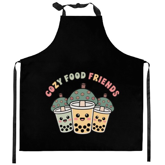 Cute Bubble Tea Cloud Trio Design Kitchen Aprons