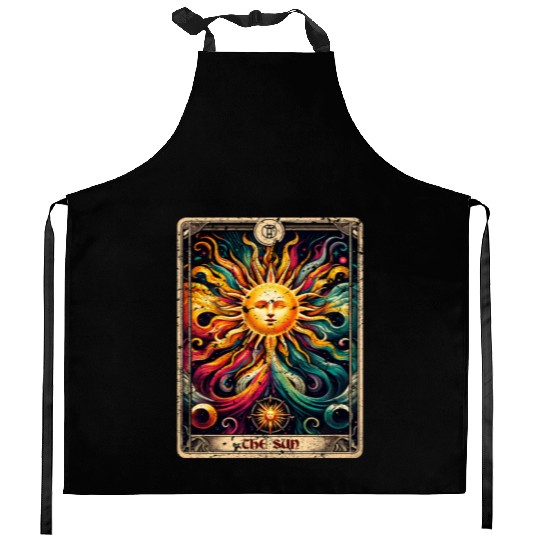 Distressed Grunge Worn Style The Sun Tarot Card Kitchen Aprons