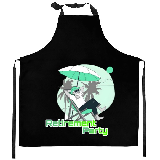 Relaxing Retirement Party Illustration Kitchen Aprons