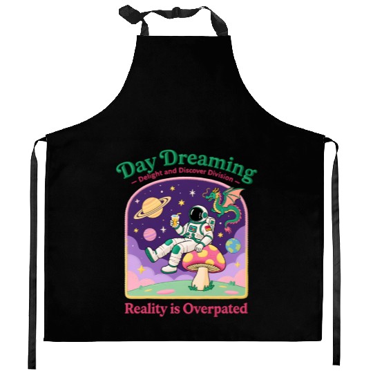 Space Dreamer Astronaut Mushroom Patch Kitchen Aprons