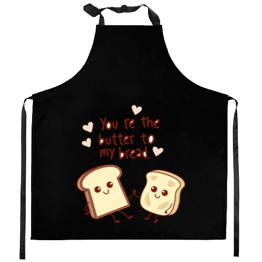 Cute Bread and Butter Kawaii Valentine Design Kitchen Aprons