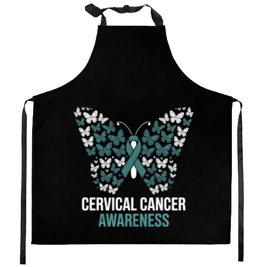 Cervical Cancer Awareness Butterfly Design Kitchen Aprons