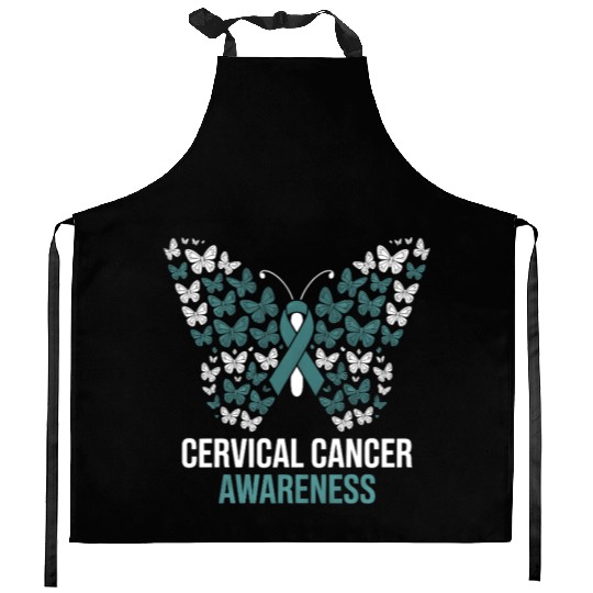 Cervical Cancer Awareness Butterfly Design Kitchen Aprons