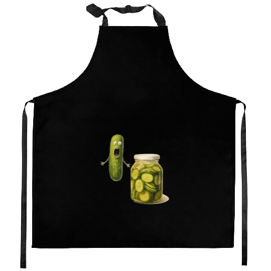 Whimsical Pickle Cucumber Character Kitchen Aprons