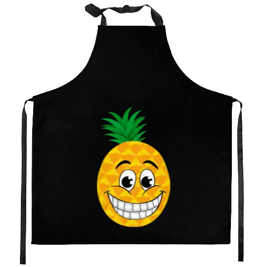 Happy cartoon pineapple sweet tropical summer Kitchen Aprons