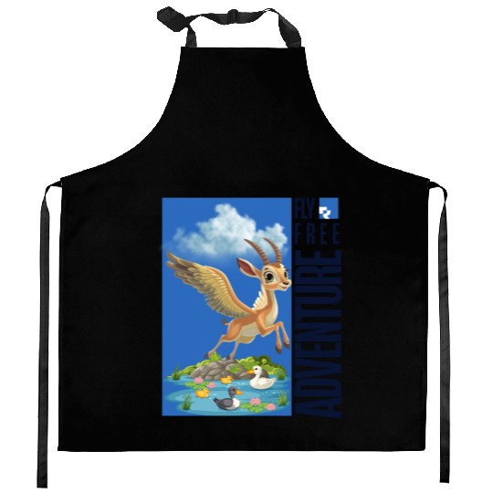 Flying Mythical Waterfowl with Adventure Theme Kitchen Aprons