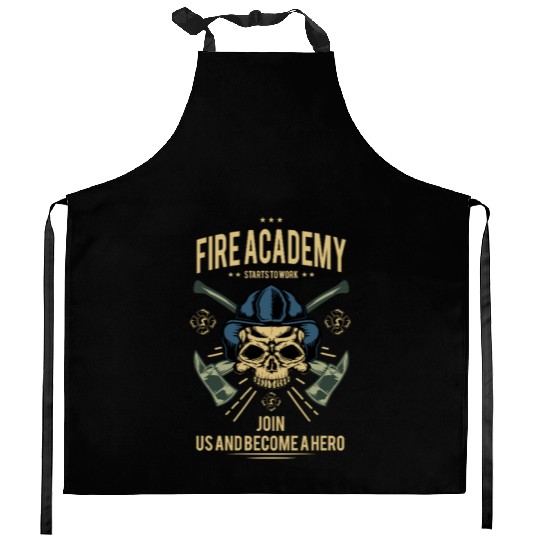 Fire Academy Skull Hero Design Kitchen Aprons