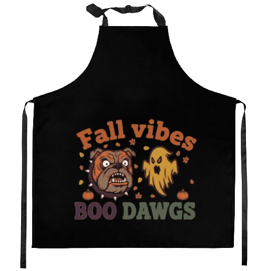 Fall vibes | Halloween Bulldog Ghost  Kitchen Aprons