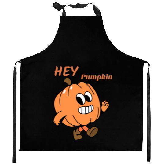 Playful Pumpkin Character Design Kitchen Aprons