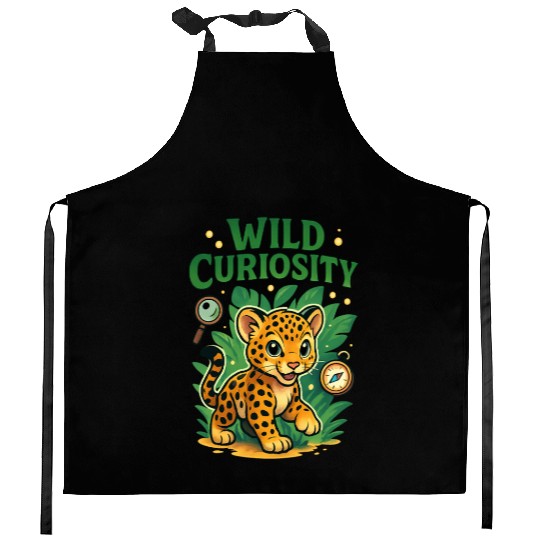 Wild Curiosity: Playful Jungle Leopard Kitchen Aprons